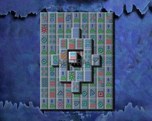 Mahjongg 3D Bleu Profond Abstrait