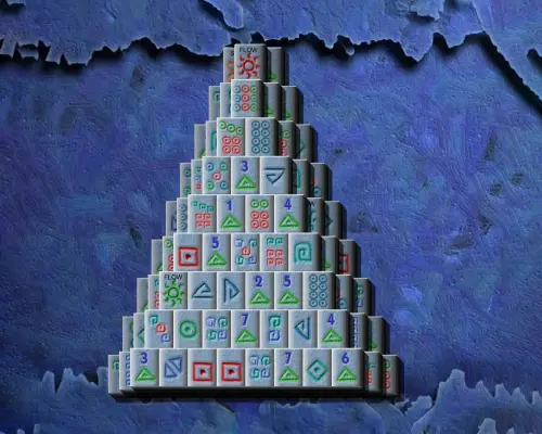 Mahjongg 3D Bleu Profond La Pyramide